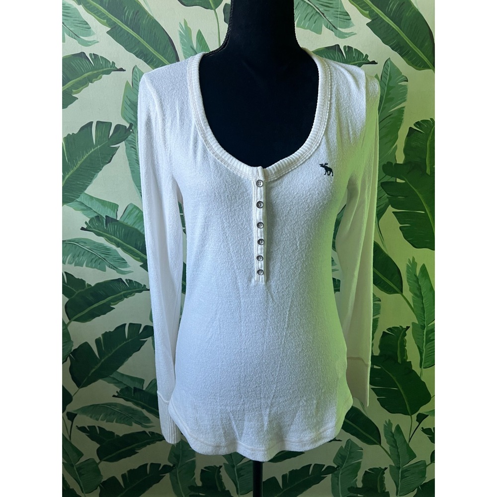 Abercrombie & Fitch Henley Top Women Medium White